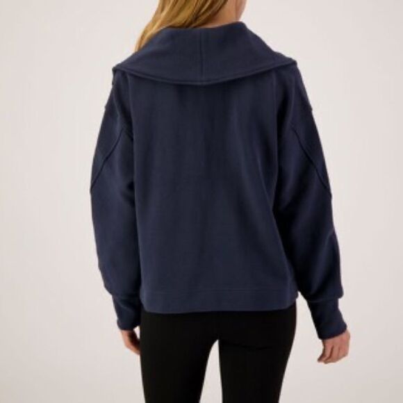 Sweaty Betty Peaceful Ribbed Half Zip Navy Blue Sweatshirt Women's size Small - Picture 3 of 15